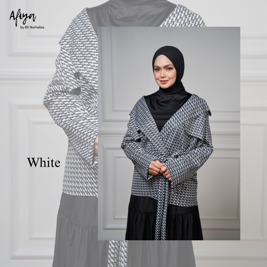 Tahani Monogram Cardigan White